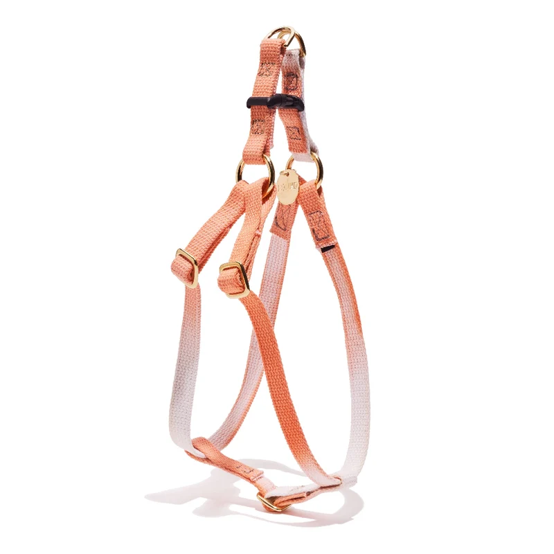 Flat Webbing Cotton Dog Harness Peach XL