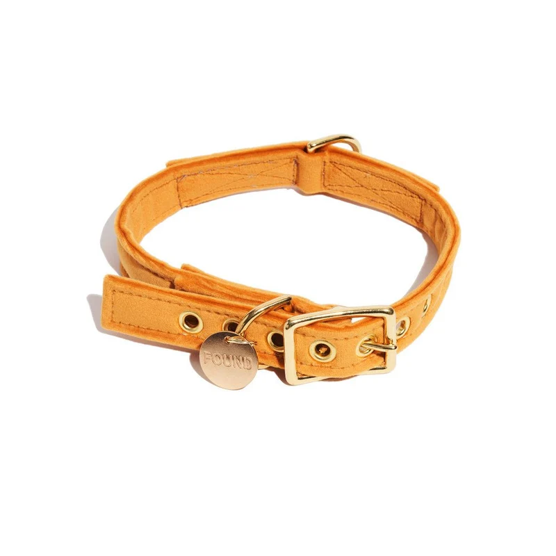 Washable Velvet Dog Collar Tangerine M