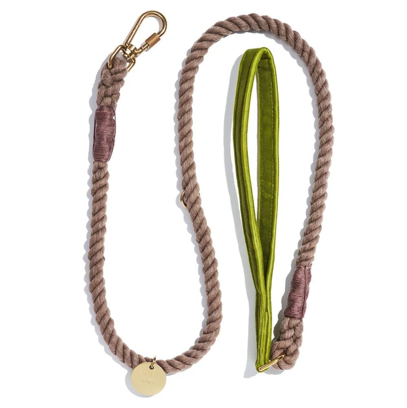 Washable Velvet Dog Leash Moss S