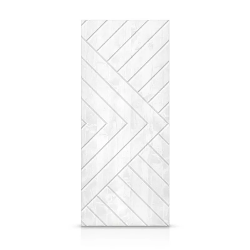 CALHOME Chevron Arrow 24-in x 80-in White Stained Pine Wood Interior Hollow Core Slab Door