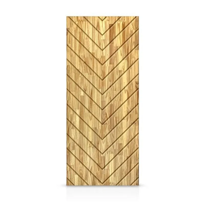 CALHOME Herringbone 36-in x 80-in Weather Oak Stained Pine Wood Interior Hollow Core Slab Door