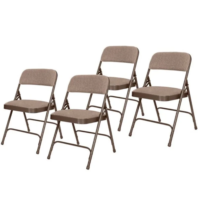 Hampden Furnishings Bernadine 4-Pack Walnut Fabric Folding Chair