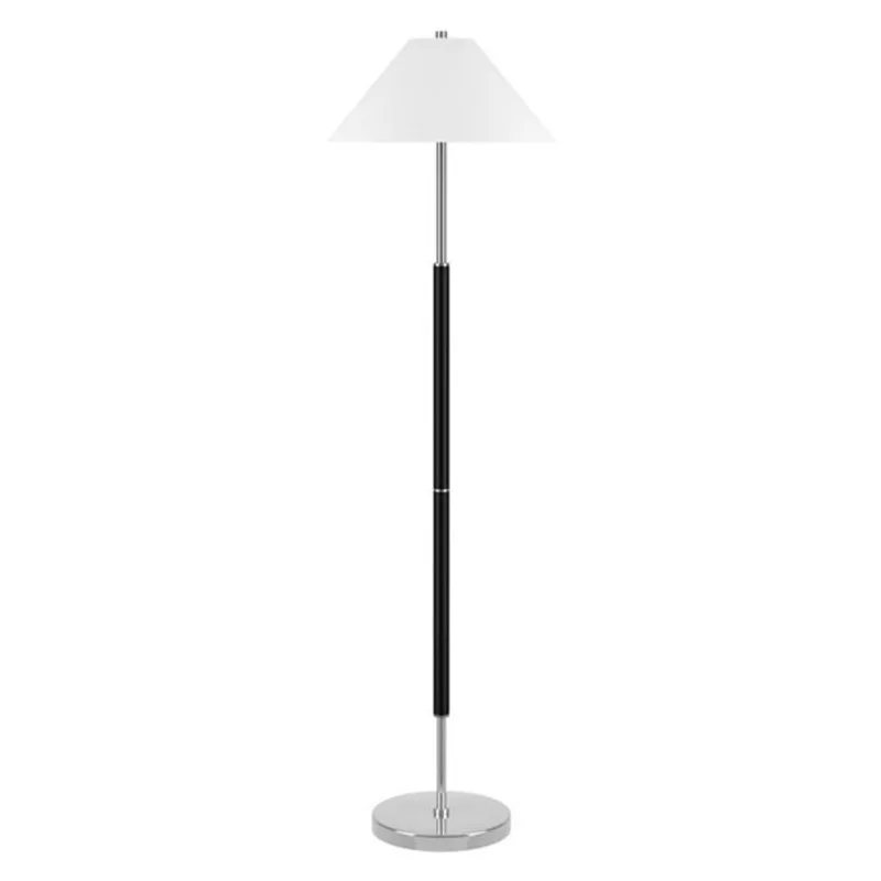 Hailey Home Simona Matte Black/Silver 2-Light Floor Lamp with Fabric Shade