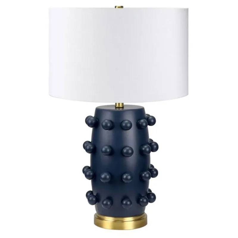 Hailey Home Farrington 26-in H Matte Navy Ceramic Table Lamp with White Fabric Shade