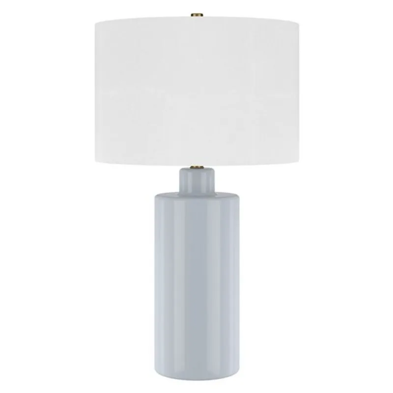 Hailey Home Selina 25-in H Smoky Blue Ceramic Table Lamp with White Fabric Drum Shade