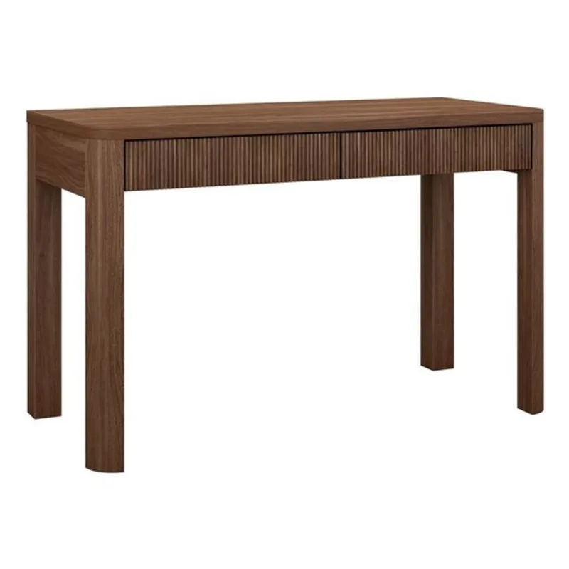 Hailey Home Mendoza MDF Writing Desk with 2 Fluted Drawers Satin Walnut Finish - 47.5-in W x 30-in H