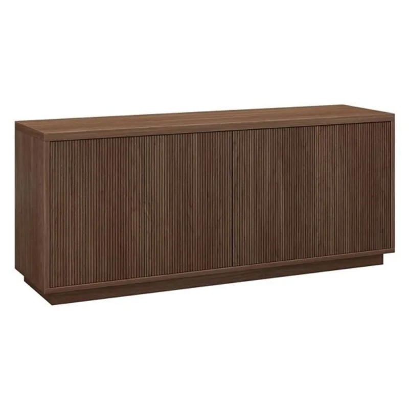Hailey Home Hanson MDF/PVC TV Stand with Fluted Doors Satin Walnut Finish - 57.13-in W x 24-in H