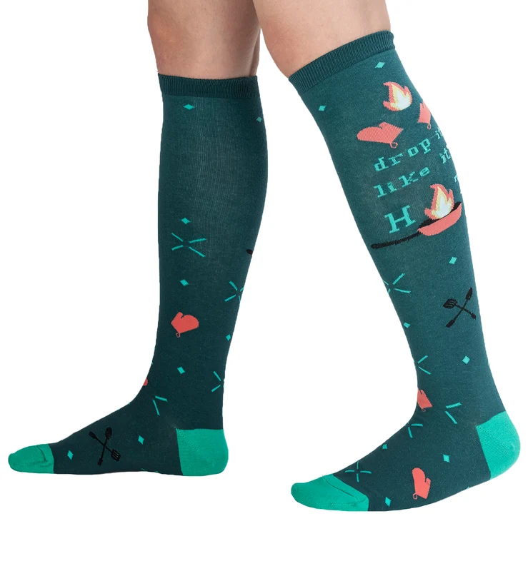 SOCK it to me Unisex Knee High Socks (SITMKHS) - Drop It Like It's Hot One Size