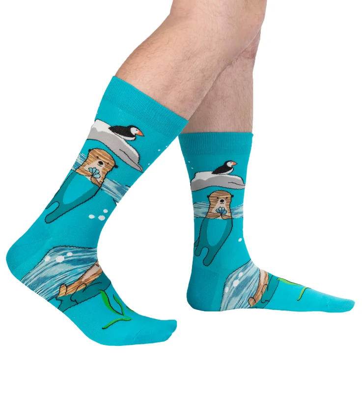 SOCK it to me Men's Crew Socks (SITMMCS) - Plays Well With Otters One Size