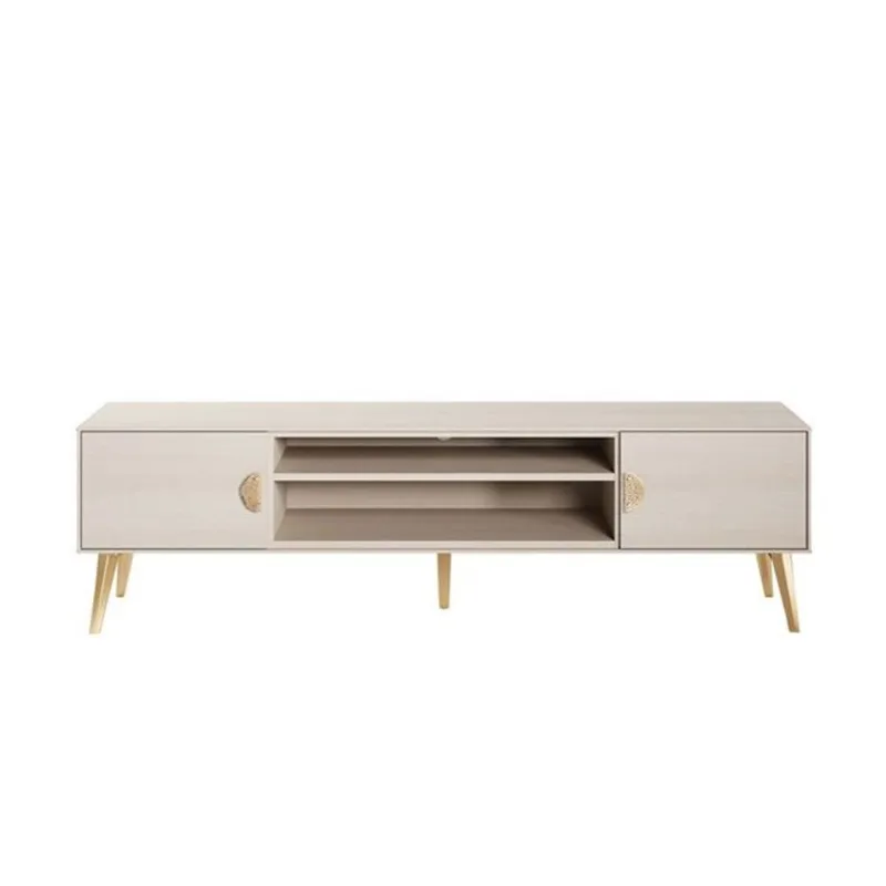 Manhattan Comfort Haley White Mid-Century Modern TV Stand for TVs up to 55-in