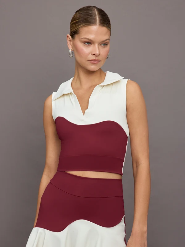 Gio Wave Top - Burgundy/Chantilly Burgundy/Chantilly / M