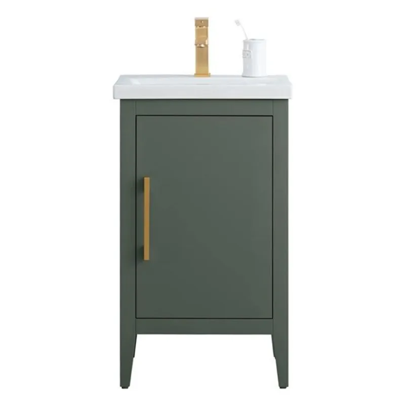 Vanity Art 20 W x 16 D x 34-in H Single Bathroom Vanity w/ Sink/Ceramic Top and Brushed Gold Handle - Vintage Green