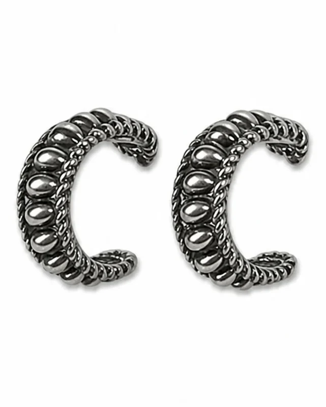Women's 18K White Gold Plated Textured Hoop Earrings - Wc-E28Wg White Gold / O/S