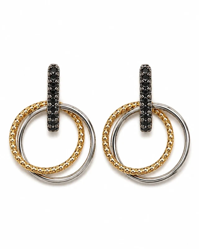 Women's 18K Yellow Gold & White Gold Plated Interlocking Hoop Post Earrings - Wc-E33T Yellow/White Gold / O/S