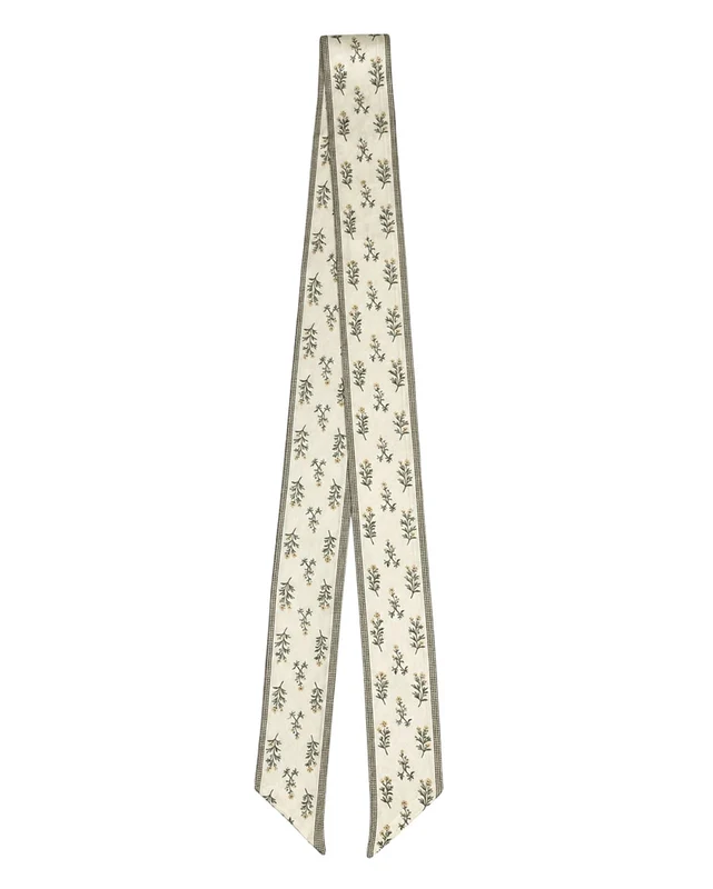 Women's Gingham & Wildflower Silk Twilly - Tw028 Sage / O/S