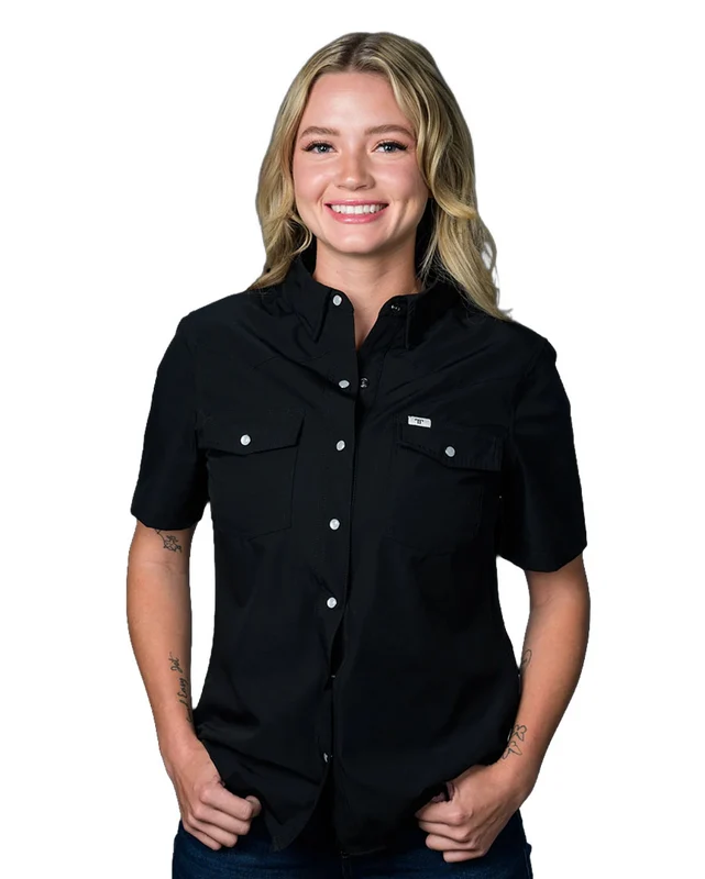 Women's Short Sleeve Pearl Snap Performance Western Shirt - Fss2002335 2XL / BLACK