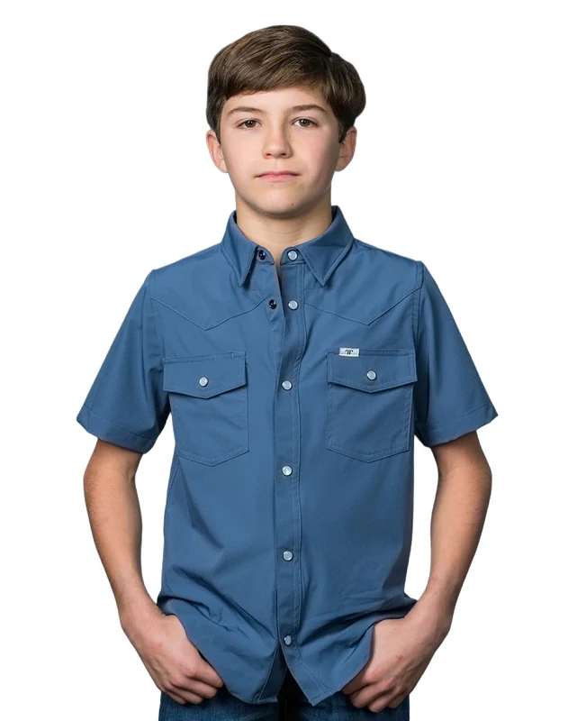 Kid's Short Sleeve Pearl Snap Performance Western Shirt - Kss3002330 8 / BLUE