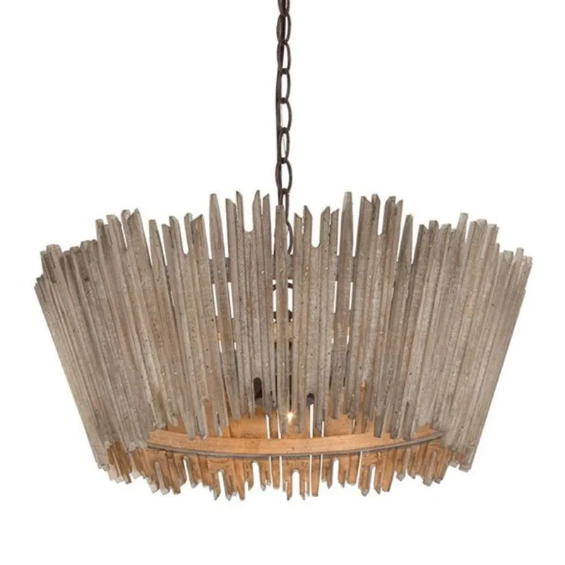 Uolfin Chandelier 3 -Light Brushed Grey Wood
