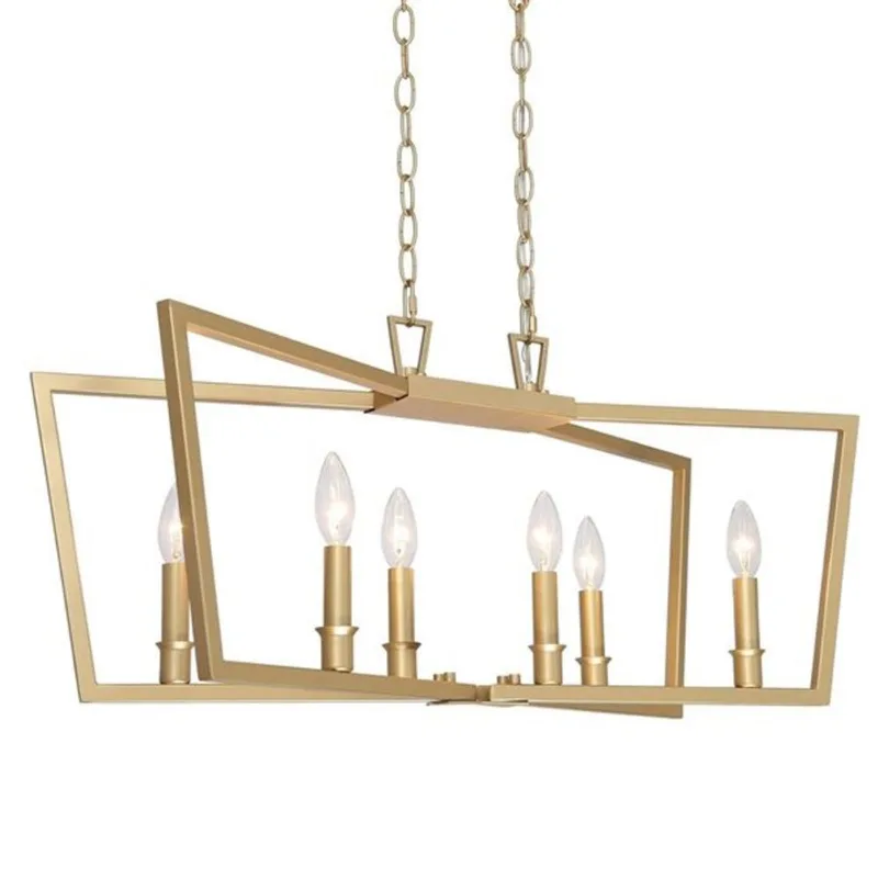 Uolfin Kitchen Island Light 6-Light Linear with X Shape - Matte Gold