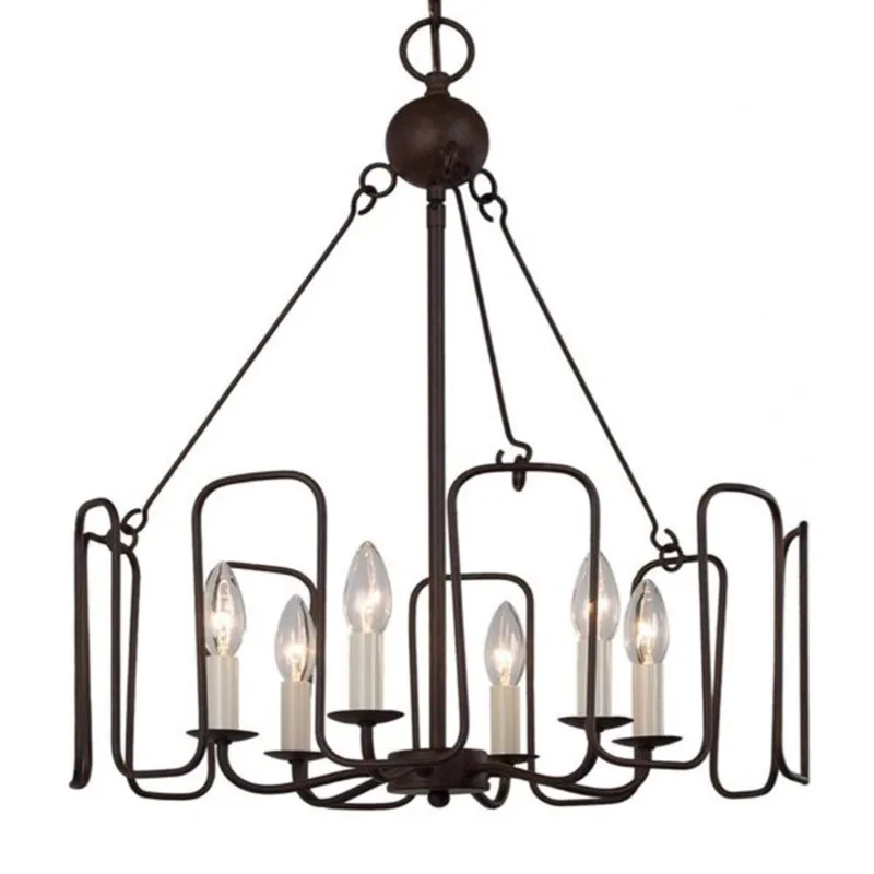 Uolfin Chandelier 6 -Light in Metal Candle-Style Drum - Antique Black