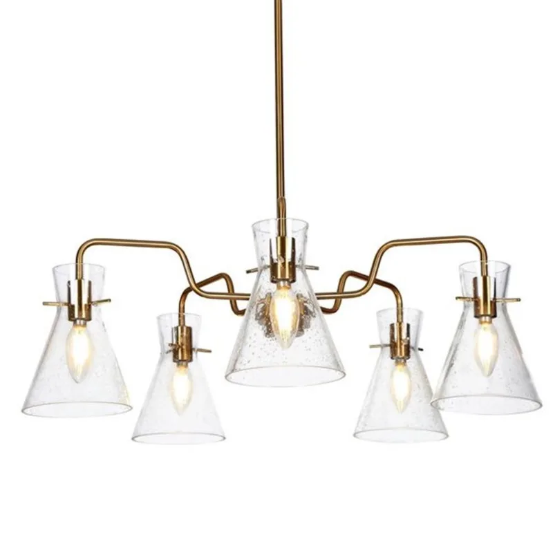 Uolfin Chandelier 5 -Light Electroplated Copper with Seeded Glass Metal