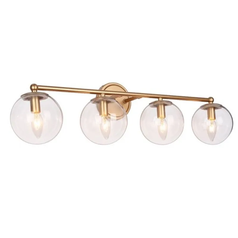Uolfin 29.5-in W 4-Light Matte Gold Modern Bathroom Vanity Light with Clear Glass Globe Shades