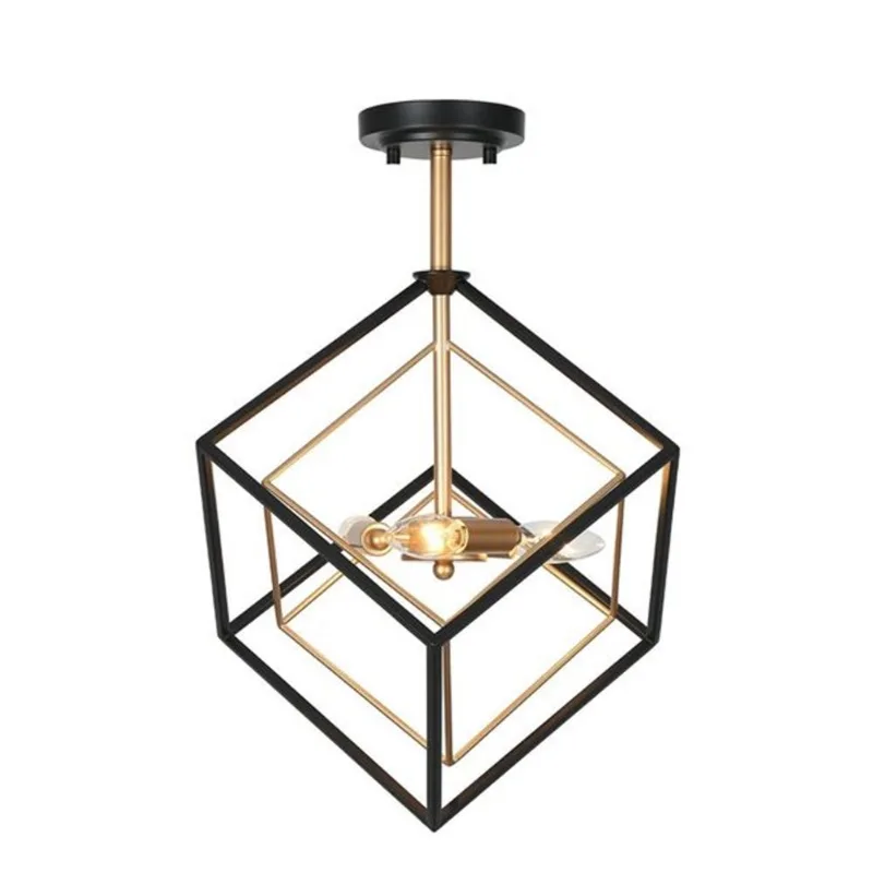 Uolfin Geometric Frame Ceiling Light 3-Light - Black Brass