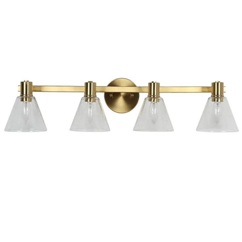 Uolfin 28.5-in W 4-Light Polished Copper Modern Bathroom Vanity Light with Clear Glass Cone Shades