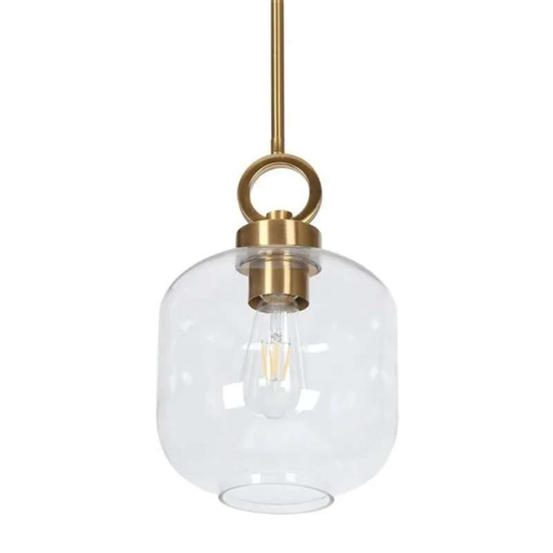 Uolfin 1-Light Pendant Light with Clear Glass Schoolhouse Shade - 82-in H