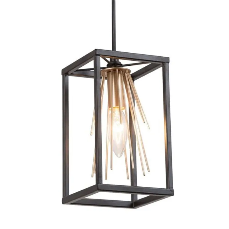 Uolfin 1-Light Sputnik Cage Pendant Light with Black Metal Frame - 75-in H