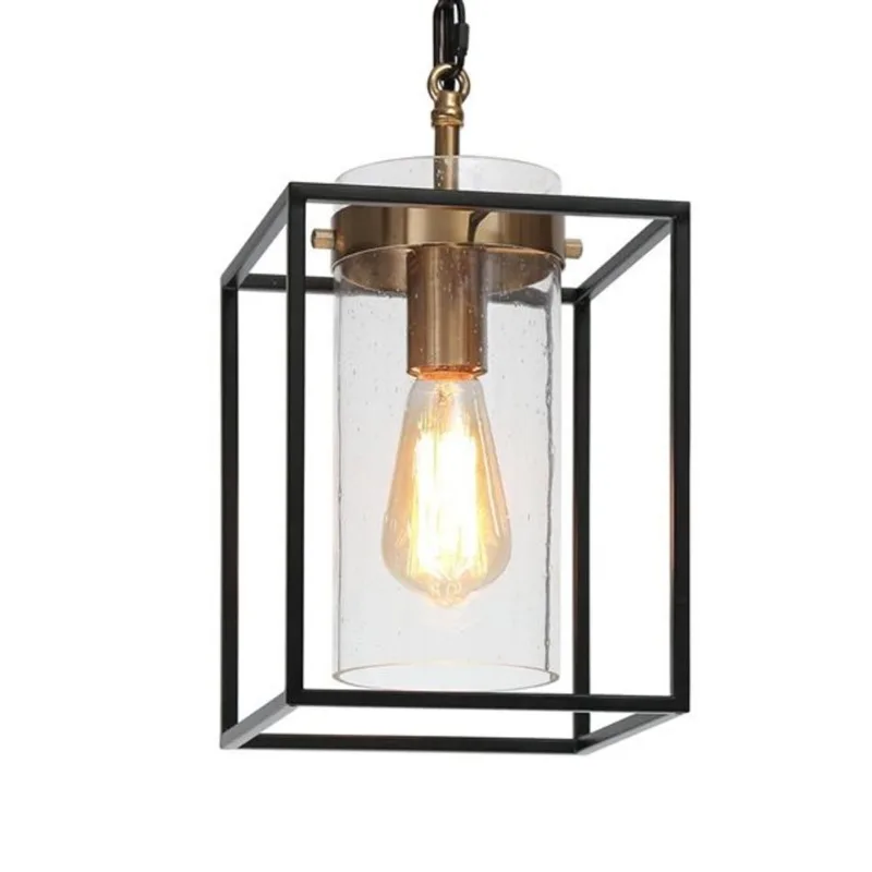 Uolfin 1-Light Modern Kitchen Pendant Light with Seeded Glass Cylinder Shade - 74-in H