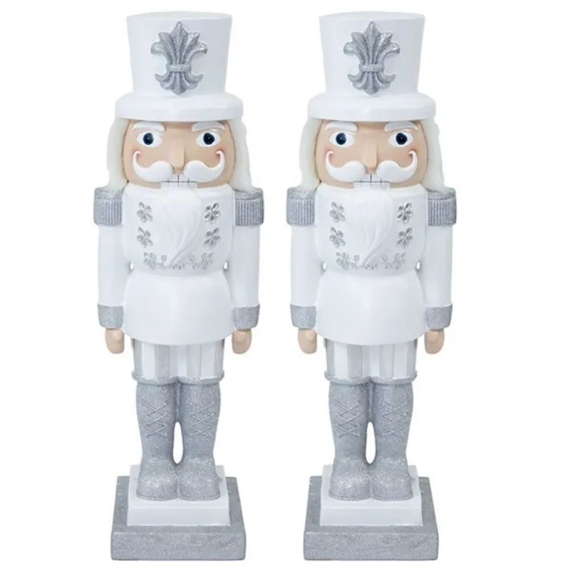 Sunnydaze Decor 37-in Sterling the Silver Christmas Nutcracker, Set of 2