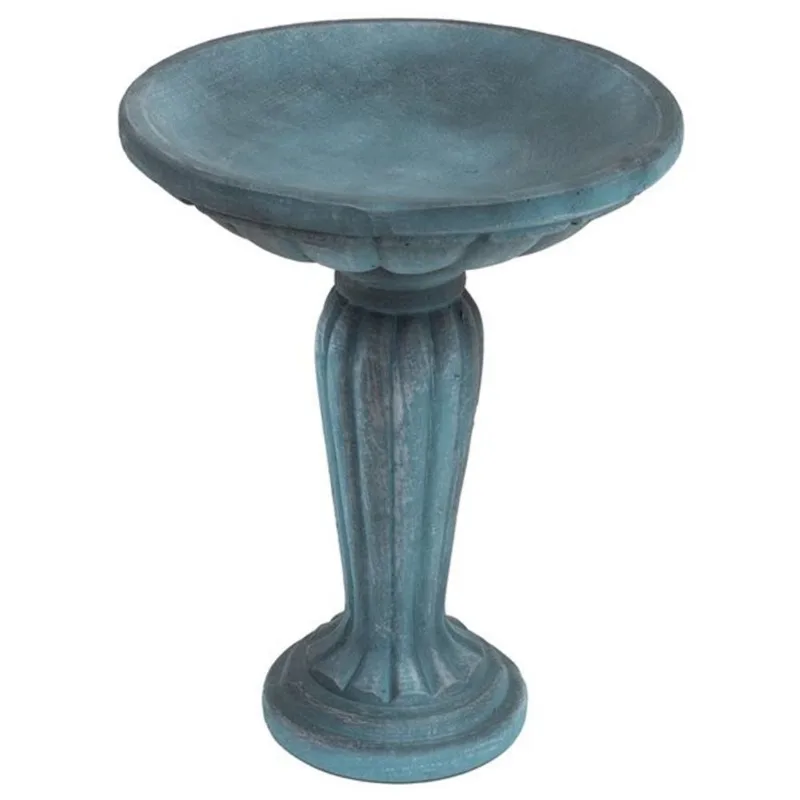 Sunnydaze Decor Grecian 16-in Glass Fibre Reinforced Concrete Bird Bath - Green