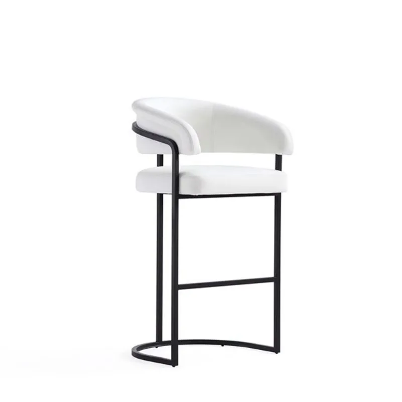 Manhattan Comfort Augusta Modern White Faux Leather Upholstered Bar Stool