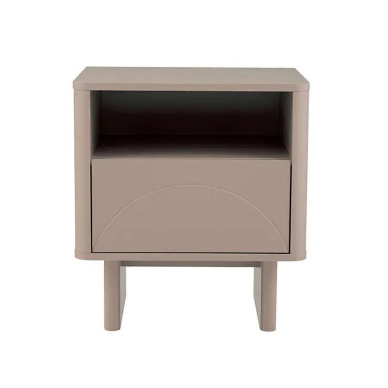 Manhattan Comfort Ella Mocha Composite Modern 1-Drawer Open Shelf Nightstand
