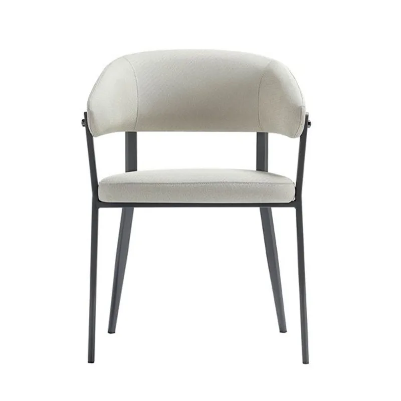 Manhattan Comfort Belle Oatmeal Textured Leatherette Upholstered Dining Chair w/ Metal Legs