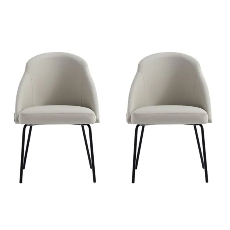 Manhattan Comfort Gracie Stone Leatherette Upholstered Dining Chair w/ Black Legs - Set of 2