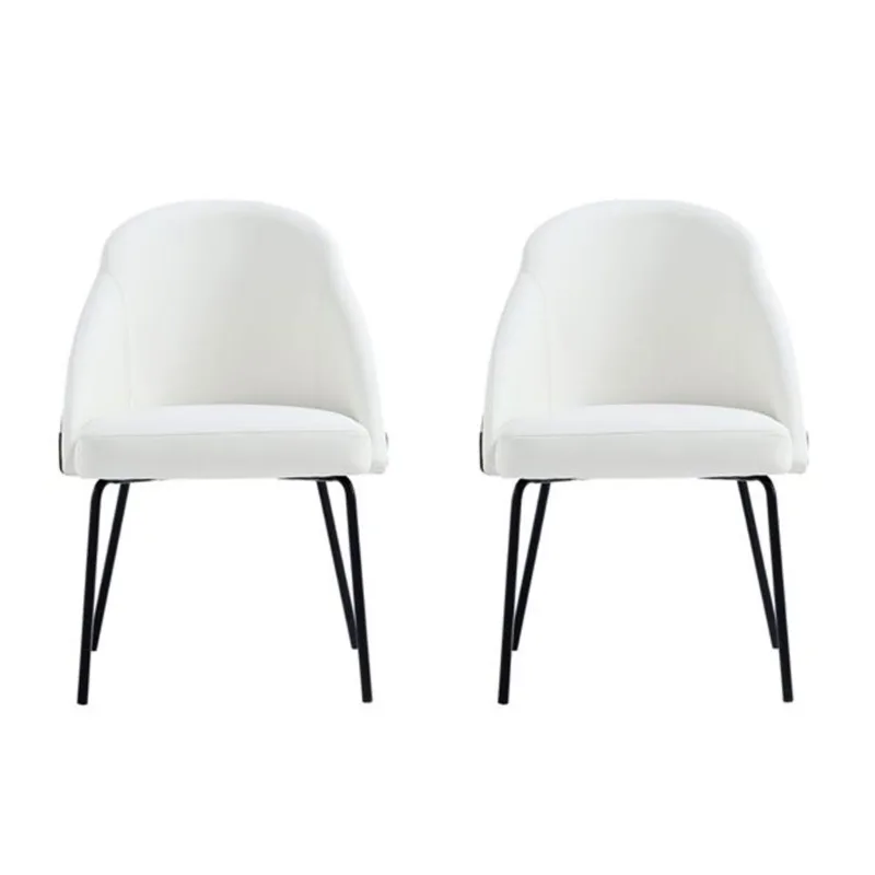Manhattan Comfort Gracie White Leatherette Upholstered Dining Chair w/ Black Legs - Set of 2