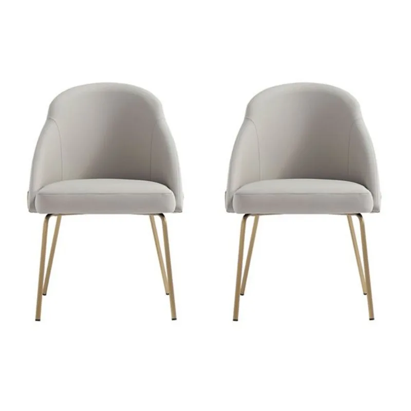 Manhattan Comfort Gracie Stone Leatherette Upholstered Dining Chair w/ Gold Legs - Set of 2