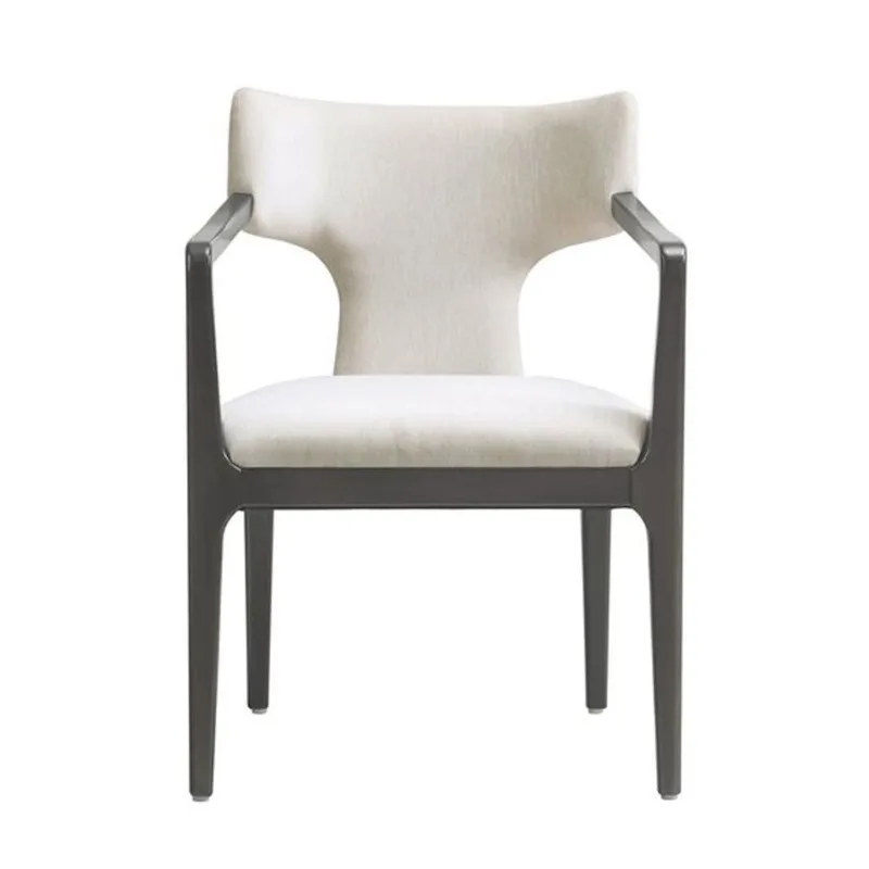 Manhattan Comfort Eloria Cream Chenille Upholstered Wood Dining Armchair