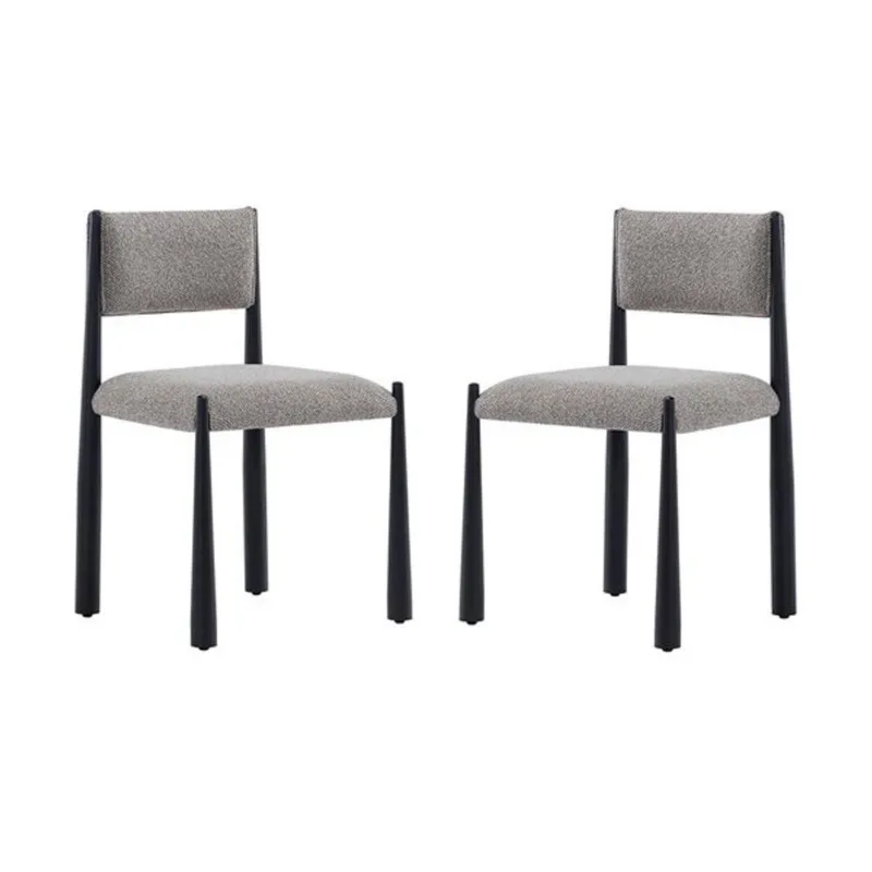 Manhattan Comfort Lennor Set of 2 Mushroom Boucle Upholstered Metal Dining Side Chair