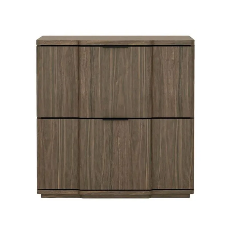 Manhattan Comfort Clive 2-Drawer Nightstand 22-in - Walnut and Black