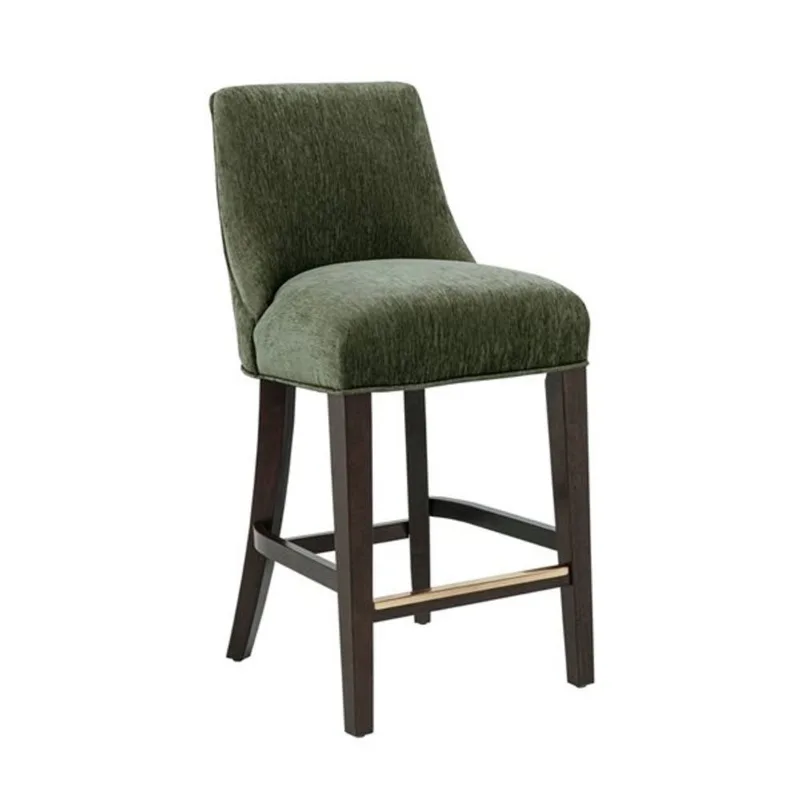 Manhattan Comfort Beever Chenille Upholstered Wood Counter Stool - Forest Green