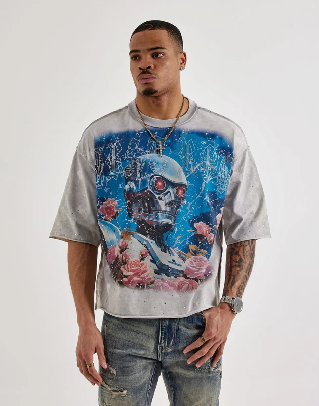 First Row Cropped Lost Utopia Rhinestone Tee XLG