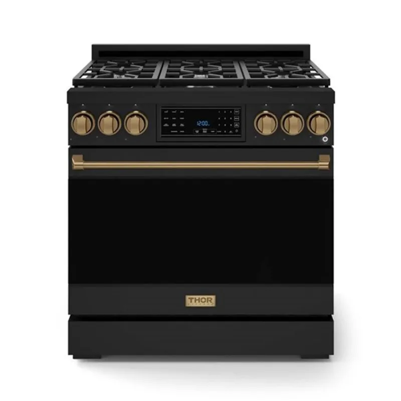 Gordon Ramsay by THOR Kitchen 36-in Black/Bronze Professional Gas Range w/ Tilt Panel Touch Control