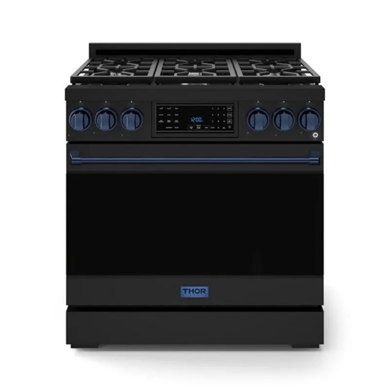 Gordon Ramsay by THOR Kitchen 36-in Black/Navy Blue Professional Gas Range w/ Tilt Panel Touch Control