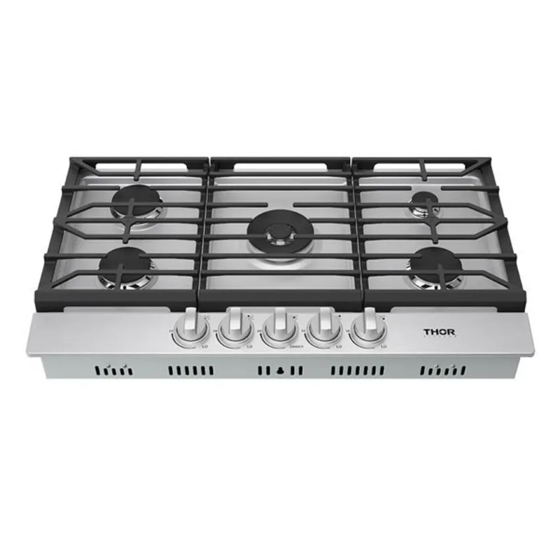 Thor Kitchen Professional Drop-In Gas Cooktop with 5 Burners and 22,000 BTU Burner - 36-in