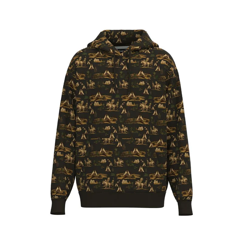 Hooey Men's Hoodie Brown Comanche Patterned L