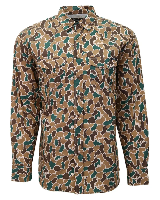 Men's Maverick Duck Camo Long Sleeve Pearl Snap Shirt - Ht1864Ca S / DUCK CAMO