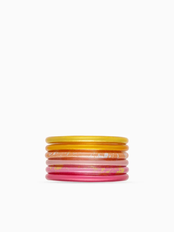 Spring Flower Bangle Stack Multi / M